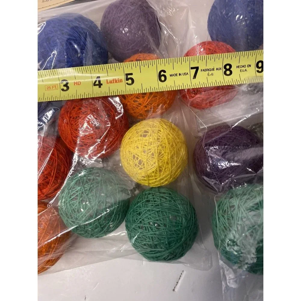 Vtg NOS LED String Lights Colored Globes Textured Indoor 30 Lights On 3 Strings